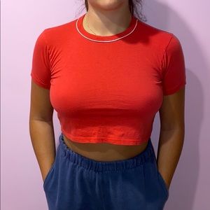 Brandy Melville Red Cropped T shirt